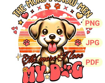 Funny Dog Lover PNG: Retro Puppy Graphic Tee Design (Digital Download)