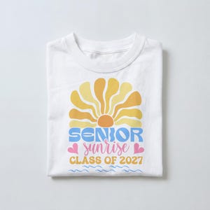 Senior Sunrise Class of 2027 PNG, Boho Retro Sun Graduation Shirt, Cute Senior Year Outfit, Class of 2027 Senior Gift for Girls & Boys