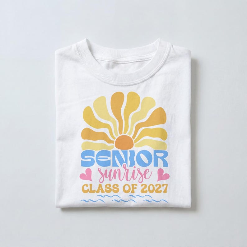 Senior Sunrise Class of 2027 PNG, Boho Retro Sun Graduation Shirt, Cute Senior Year Outfit, Class of 2027 Senior Gift for Girls & Boys