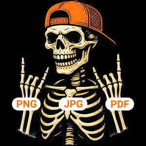 Rocker Skeleton PNG, Punk Rock Graphic (Digital Download)