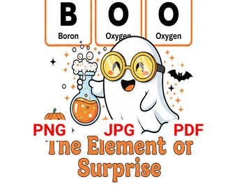 Lustiger Wissenschafts-Halloween-Geist (PNG): Geschenk für Chemielehrer (Digitaler Download)