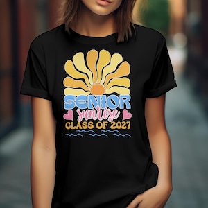 Senior Sunrise Class of 2027 PNG, Boho Retro Sun Graduation Shirt, Cute Senior Year Outfit, Class of 2027 Senior Gift for Girls & Boys