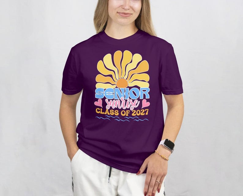 Senior Sunrise Class of 2027 PNG, Boho Retro Sun Graduation Shirt, Cute Senior Year Outfit, Class of 2027 Senior Gift for Girls & Boys
