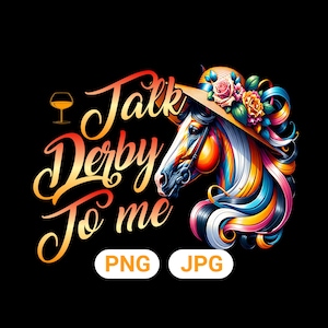 Talk Derby to Me Horse PNG: Floral Hat, Race Day (Digital Download)