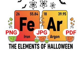 Lustiges Halloween-Design mit wissenschaftlichem Schwerpunkt, Fe Ar Elements (Digitaler Download)