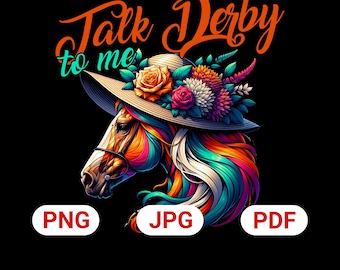 Talk Derby to Me PNG: 花柄の帽子をかぶった馬（デジタルファイル）