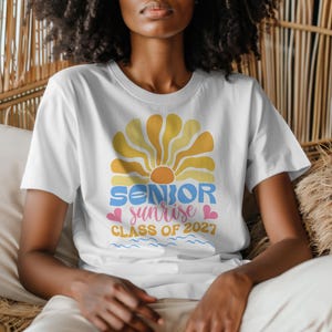 Senior Sunrise Class of 2027 PNG, Boho Retro Sun Graduation Shirt, Cute Senior Year Outfit, Class of 2027 Senior Gift for Girls & Boys