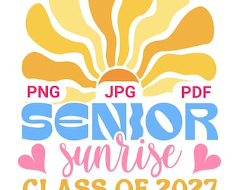 Senior Sunrise Class of 2027 PNG: Boho Retro Graduation Design (Digital Download)