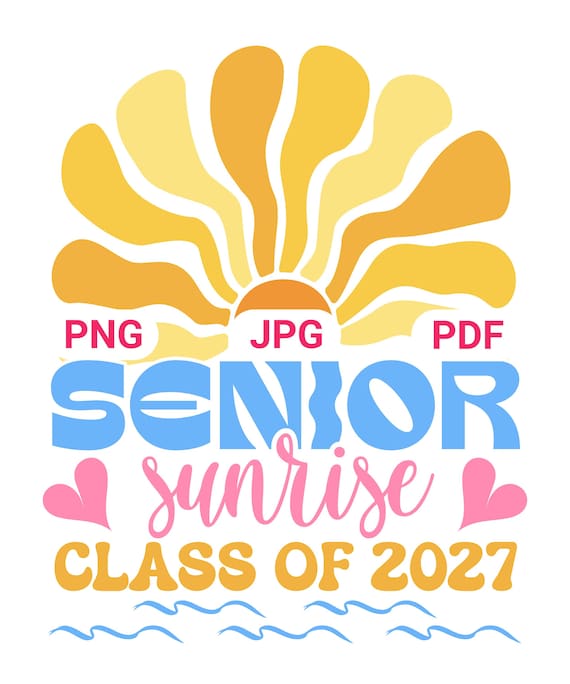 Senior Sunrise Class of 2027 PNG: Boho Retro Graduation Design (Digital Download)