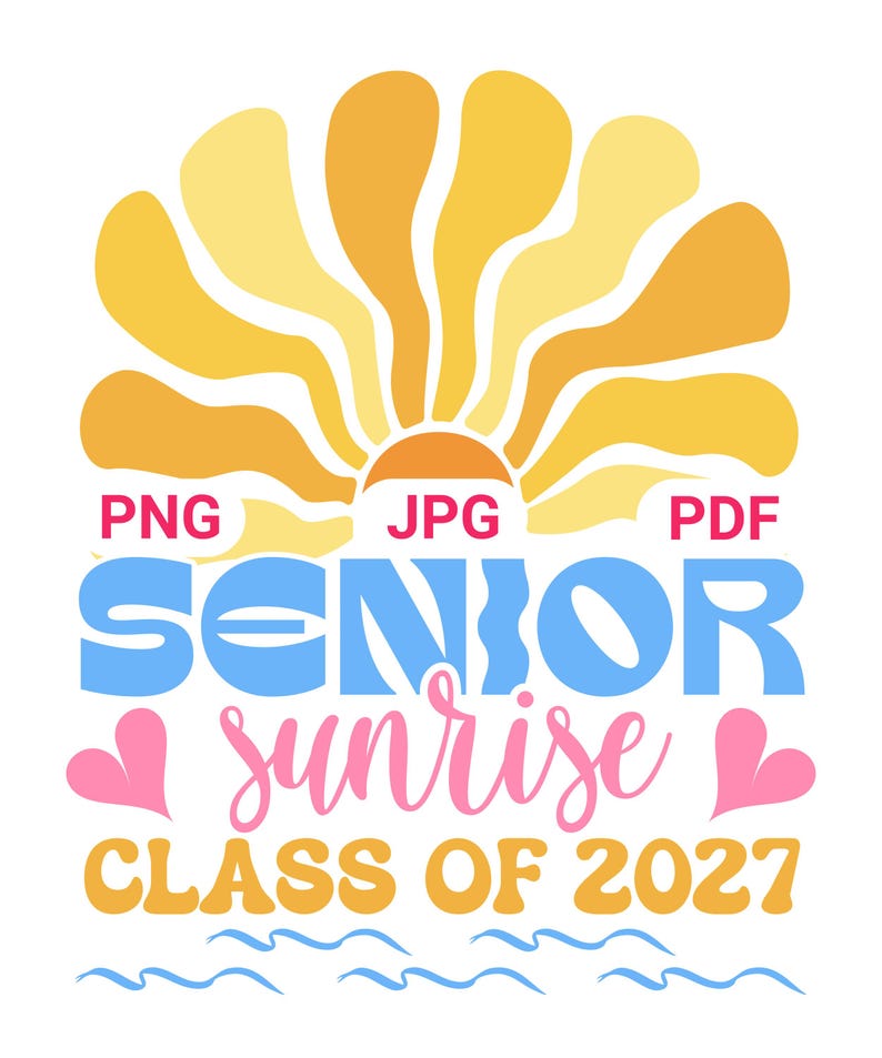 Senior Sunrise Class of 2027 PNG, Boho Retro Sun Graduation Shirt, Cute Senior Year Outfit, Class of 2027 Senior Gift for Girls & Boys
