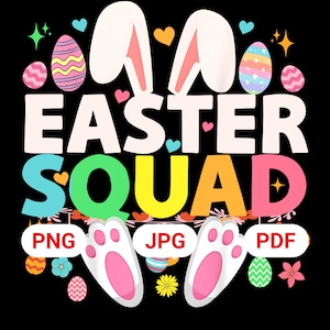 Escuadrón de Pascua PNG, Orejas de Conejo, Clipart de Huevos (Descarga Digital)