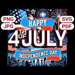 Happy 4th of July Independence Day PNG, Patriotic American Flag Fireworks Celebration Tee, Red White and Blue Party Outfit, July 4th Outfit