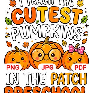 Diseño PNG de Halloween para maestras de preescolar, las calabazas más lindas del huerto (descarga digital)