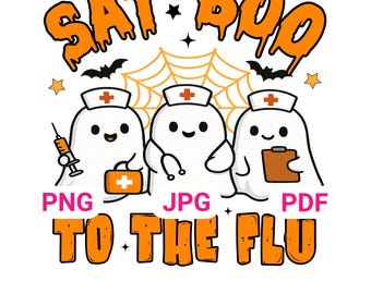 Halloween Nurse Ghost PNG, Spooky Medical Tee Design (Digital Download)