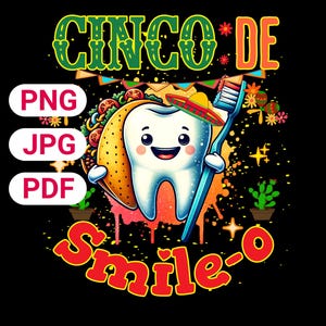 Taco de Cinco de Mayo PNG, Diseño Divertido de Fiesta del Dentista (Descarga Digital)