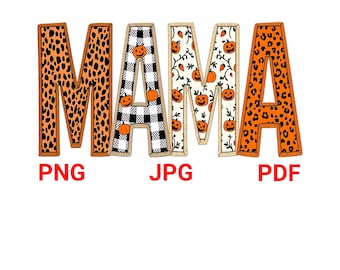 Halloween Mama PNG: Leopard Pumpkin Patchwork Design (Digital Download)