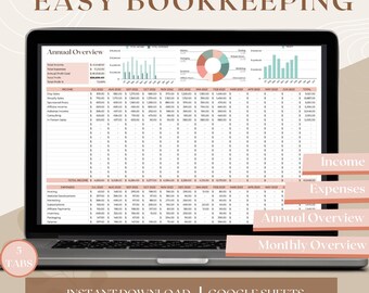 Small Business Bookkeeping Spreadsheet: Google Sheets Income & Expense Tracker (Digital Download)