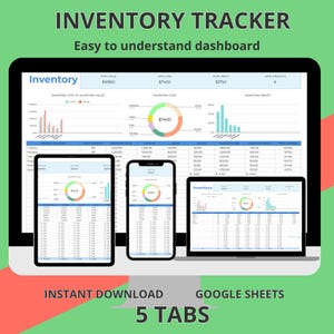 Inventory Management google sheet | Product Tracker, Material Tracker, Cost Calculator, Profit Tracker, Stock Management, Google Sheets