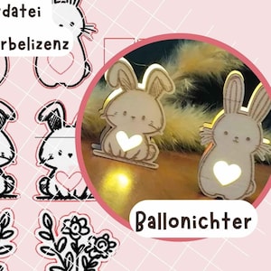 FICHIER LASER SVG BALLON LUMINEUX, y compris licence commerciale, lumières de ballons de Pâques laser, cadeau en espèces, œuf de Pâques, pendentif lapin, souvenir, cadeau