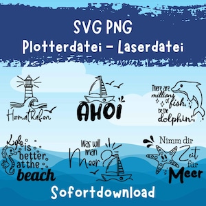 Plotterdatei Laserdatei Maritim, SVG PNG incl. Gewerbelizenz, Meer Anker Boot See Leuchtturm Urlaub, Laser Datei, Brettchengravur, Plotter
