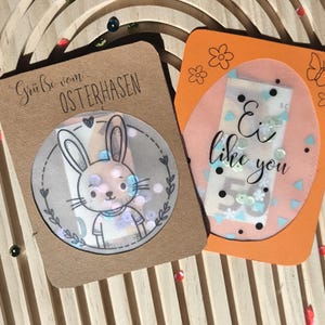 Schüttelkarte Druckvorlage Ostern Set 2 Geldgeschenk basteln Osterhase - Vorlage Geldgeschenk Osterkarte Bastelidee Frohe Ostern ausdrucken