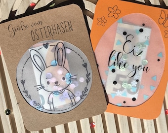 Easter shaker card printable template set 2, craft money gift Easter bunny - template money gift Easter card craft idea Happy Easter printable