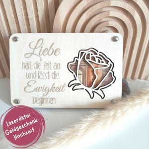 Dinheiro para presente de casamento com arquivo a laser, dinheiro para presente com arquivo a laser, vale-presente para embrulho de presente, cartão de vale-presente, rosa para presente de casamento para noivos