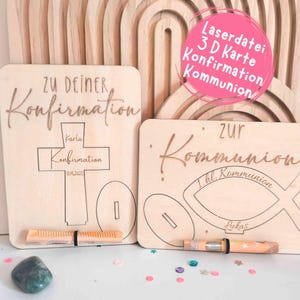 Laser file 3D card confirmation, communion, money gift laser, SVG card fish cross, laser file gift money, card to press out