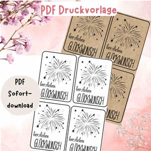 Plantilla para imprimir en PDF - Felicidades por el examen de cumpleaños - solapa de bolso suerte - descarga de plantillas y autoimpresión - regalo en archivo digital