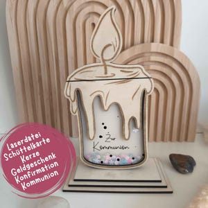FICHIER LASER Bougie shaker avec support, confirmation communion baptême jeunesse consécration, fichier laser cadeau en espèces, bon, cadeau SVG