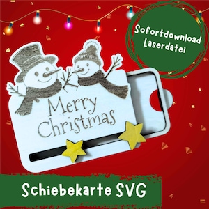 LASER FILE including commercial license, Christmas gift card, Christmas cash gift, voucher holder, Christmas card, cash gift, SVG
