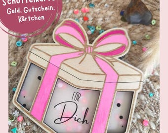 LASER FILE Shaker card gift package birthday, card money confetti laser file money gift, affirmation, voucher, gift SVG
