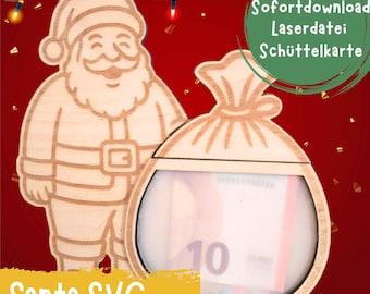 LASER FILE Christmas SVG, money gift Christmas, Santa Claus, Santa Claus SVG Laser, Christmas gift Lasercut Laser Gift Xmas
