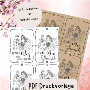 Druckvorlage Hochzeit PDF  - Geschenkidee Hochzeit- Vorlage zum Download ausdrucken - Digitale Datei Hochzeitsgeschenk Geschenkkarte