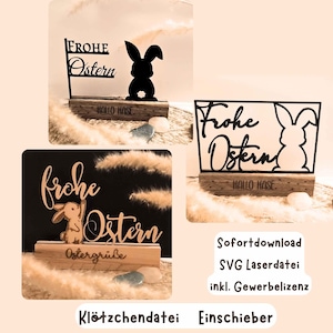 SVG LASERDATEI OSTERN, inkl. Gewerbelizenz, Laser Einschieber, Klötzchendatei Hase, Hasen, Osterei, Ostergeschenk, Frohe Ostern, Osterdeko