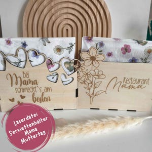 Laserdatei Muttertag Serviettenhalter, Laser Datei Serviettenständer Mama, Geschenk zum Muttertag SVG Mutter Blumen Servietten Gewerbelizenz
