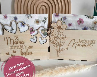 Laser file Mother's Day napkin holder, laser file napkin stand for Mom, Mother's Day gift SVG Mother Flowers Napkins Commercial license