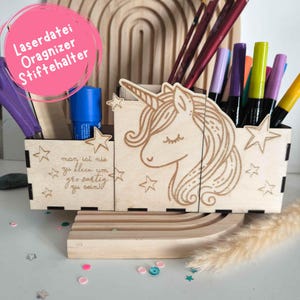 LASERDATEI Schreibtisch Organizer, Stiftehalter Einhorn, Einschulung, Laser Datei Schulkind, Kindergeburtstag, Basteln Kinder Geburtstag SVG