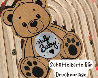 Plantilla para imprimir tarjetas con diseño de osito de peluche, regalo de dinero, manualidades para baby shower - plantilla, regalo de dinero, idea para imprimir