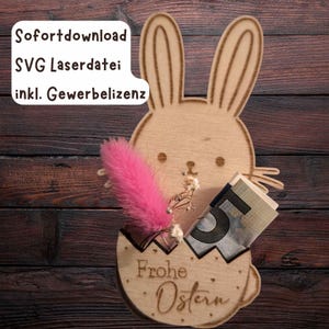 SVG LASERDATEI OSTERHASE Anhänger, inkl. Gewerbelizenz, Laserdatei Ostern Osterei, Geldgeschenk, , Hase, Mitbringsel Ostergruß, Geschenk
