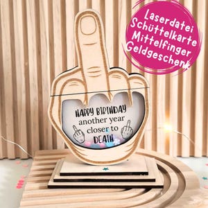 FICHIER LASER Carte shaker majeur, cadeau d'argent fichier laser, emballage cadeau d'argent doigt puant, dicton effronté, anniversaire SVG
