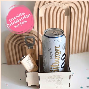 Arquivo a laser incluindo licença comercial, aniversário, porta-bebidas para o Dia dos Pais, porta-cerveja, embalagem para presente, pai super-herói, cerveja, presente masculino SVG