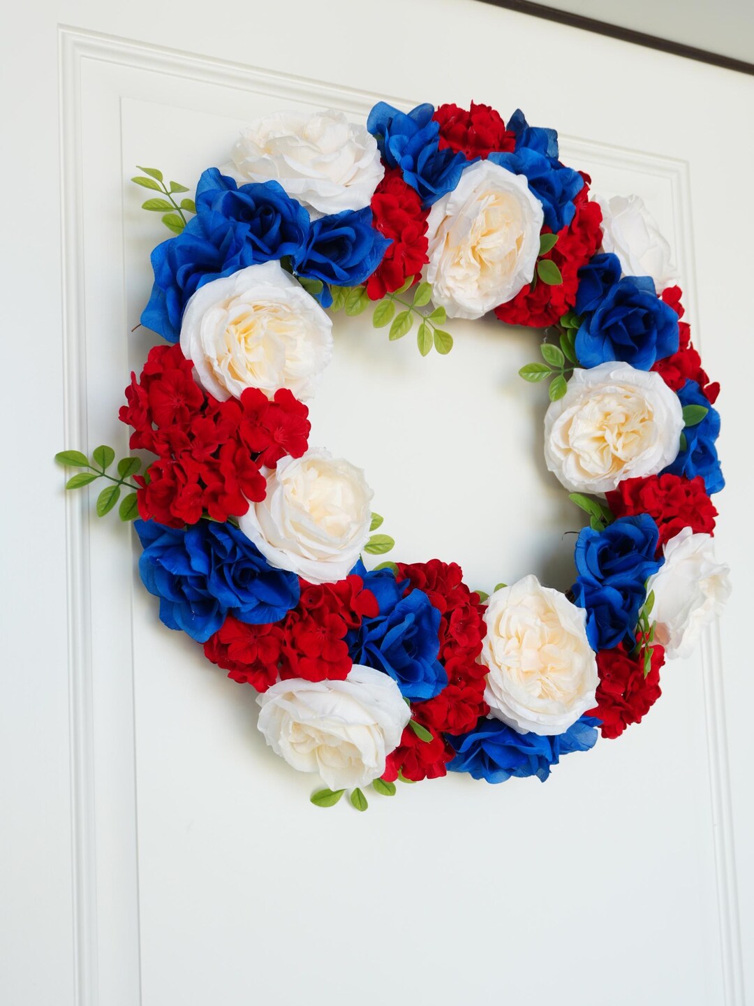 Patriotic Wreath: Red, White & Blue Floral - 4th of July Decor - Etsy