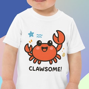 Toddler T-Shirt - Clawsome Kawaii Kids Tee - Cute Ocean Vibes Soft Comfy shirt for Boys & Girls