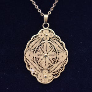 Antique Gold Filigree Pendant | Made in Czechoslovakia | Circa 1900