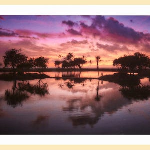 Couchers de soleil à Hawaï - Lot de 5 cartes de voeux photo avec enveloppes dans une boîte en plastique transparente - Cartes pliantes de 5 x 7 pouces - Intérieur vierge