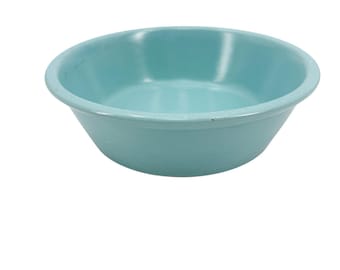 vintage turquoise blue stoneware crock Serving Dish art pottery Dog Pet Bowl