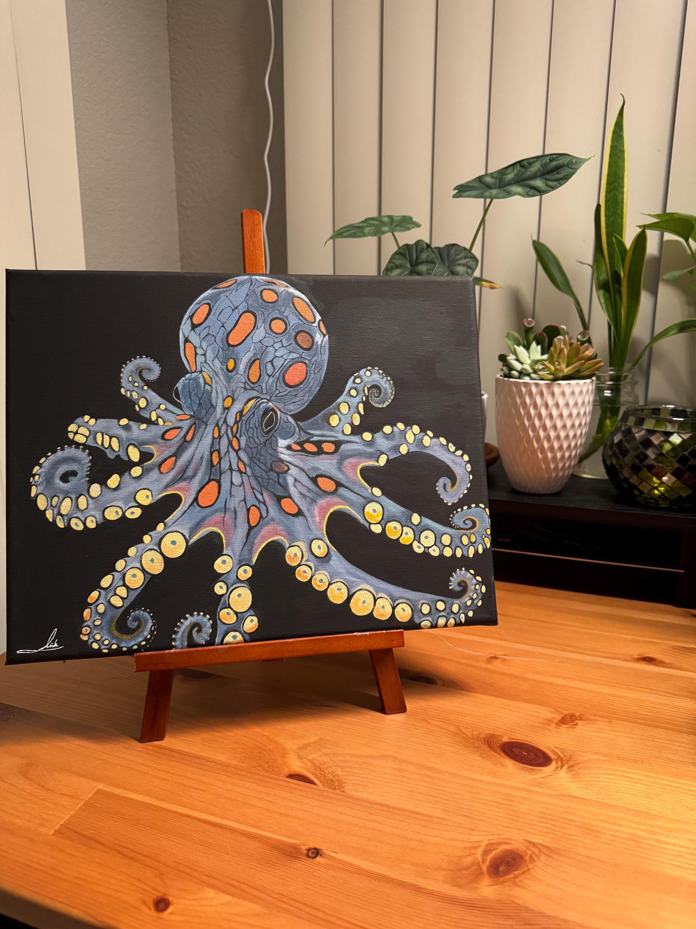 11インチ x 14インチのキャンバスに描かれたオリジナルのアクリル画