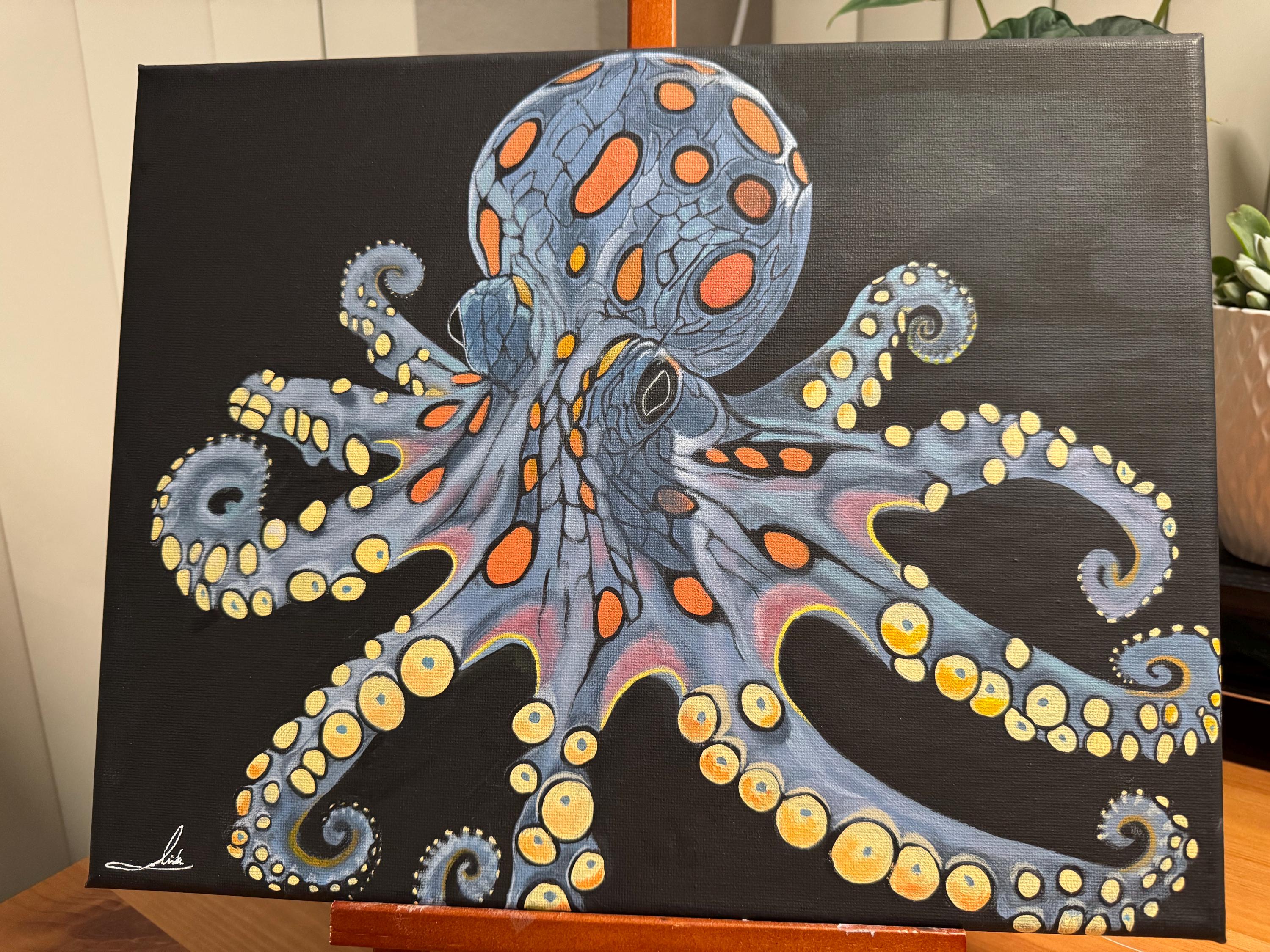 11インチ x 14インチのキャンバスに描かれたオリジナルのアクリル画