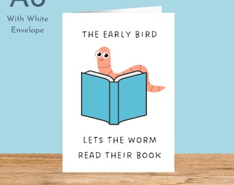 Bookworm Greeting Card: Matte Blank Card for Book Lover